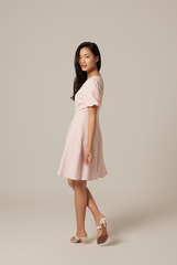Sherry Puff Sleeve Dress in Light Pink