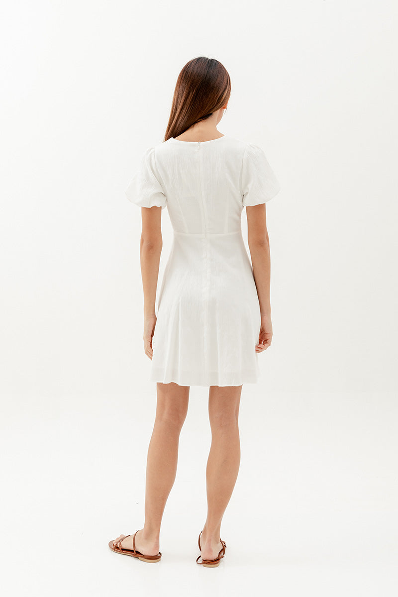 Sherry Puff Sleeve Dress in White