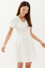 Sherry Puff Sleeve Dress in White