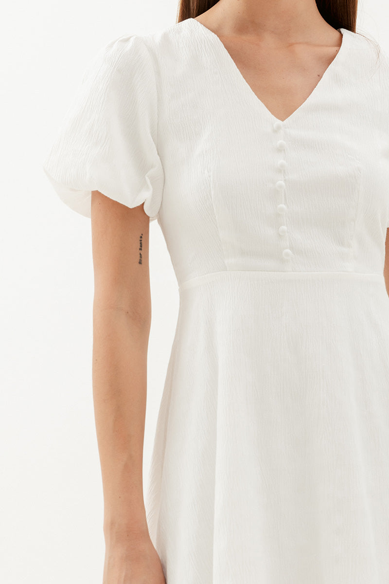 Sherry Puff Sleeve Dress in White