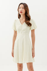 Sherry Puff Sleeve Dress in Yellow
