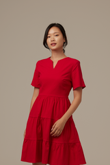 Joelle Tiered Dress in Red