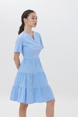 Joelle Tiered Dress in Baby Blue