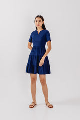 Joelle Tiered Dress in Navy Blue