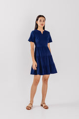 Joelle Tiered Dress in Navy Blue