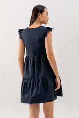 Charlotte Tiered Dress in Navy Blue
