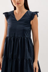 Charlotte Tiered Dress in Navy Blue
