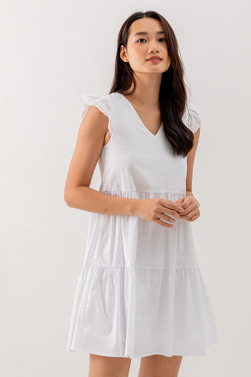 Charlotte Tiered Dress in White