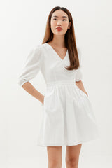 Simone Puff Sleeves Dress in White