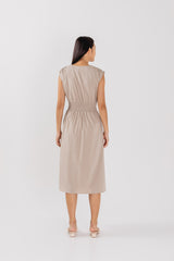 Hailey Smocked Waist Dress in Clay