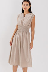 Hailey Smocked Waist Dress in Clay