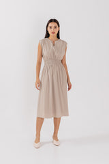Hailey Smocked Waist Dress in Clay