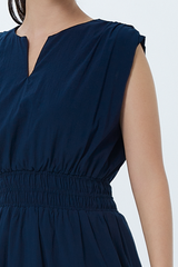 Hailey Smocked Waist Dress in Navy Blue