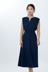 Hailey Smocked Waist Dress in Navy Blue
