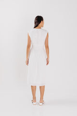 Hailey Smocked Waist Dress in White
