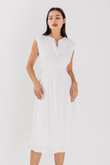 Hailey Smocked Waist Dress in White