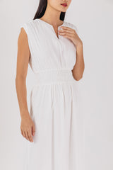 Hailey Smocked Waist Dress in White