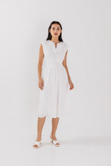 Hailey Smocked Waist Dress in White