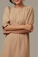 Roxian Puffy Dress in Khaki