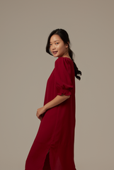 Roxian Puffy Dress in Maroon