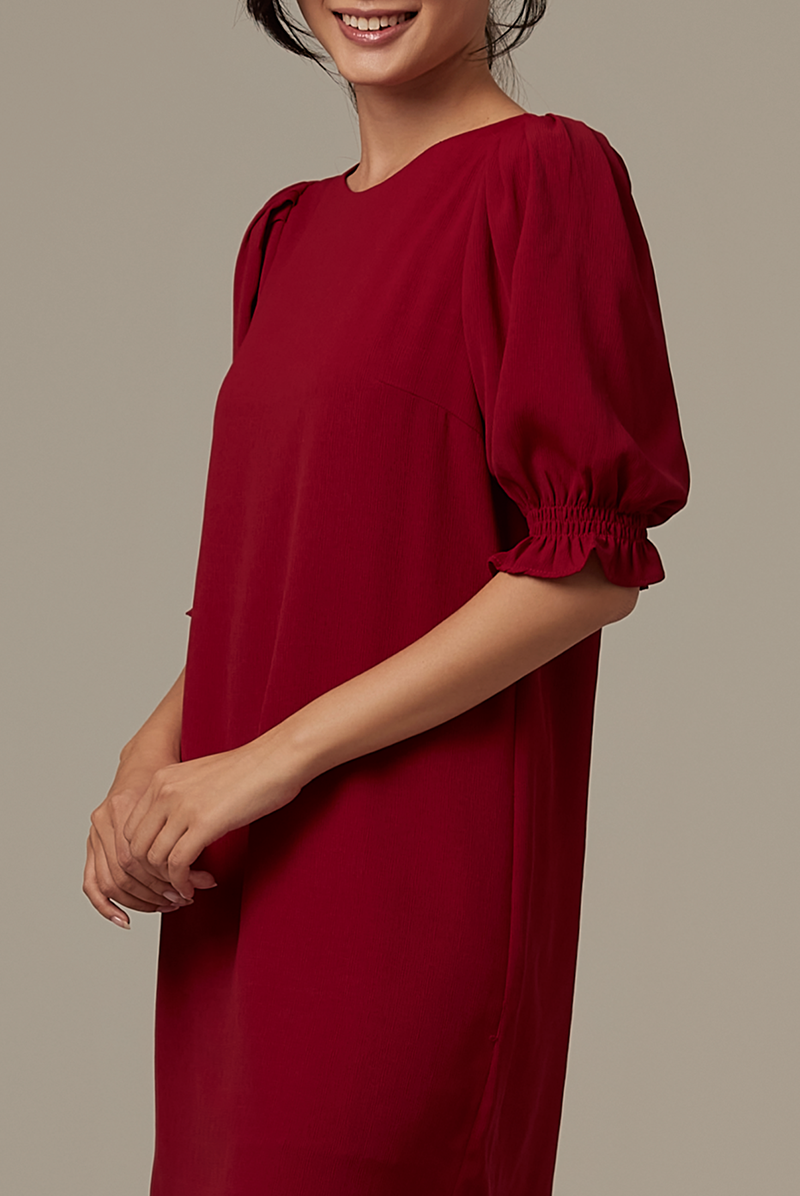 Roxian Puffy Dress in Maroon