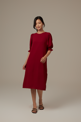 Roxian Puffy Dress in Maroon