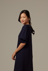 Roxian Puffy Dress in Navy Blue