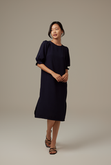 Roxian Puffy Dress in Navy Blue