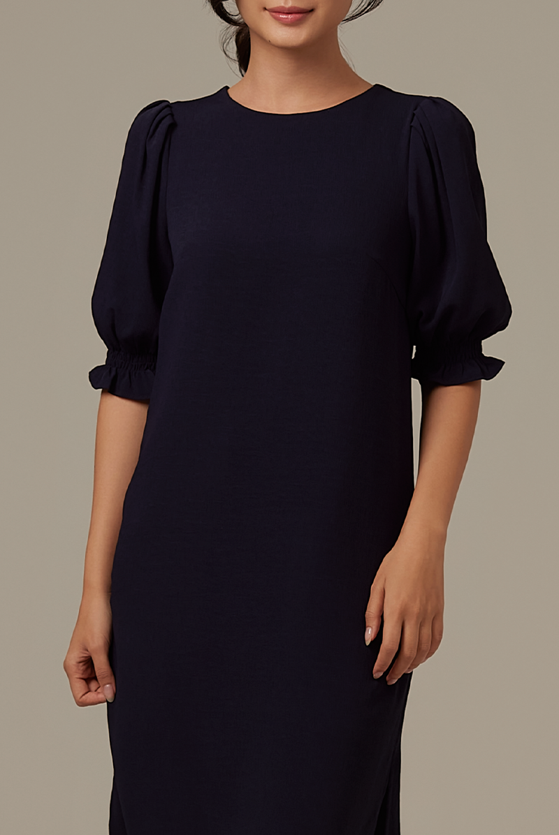 Roxian Puffy Dress in Navy Blue