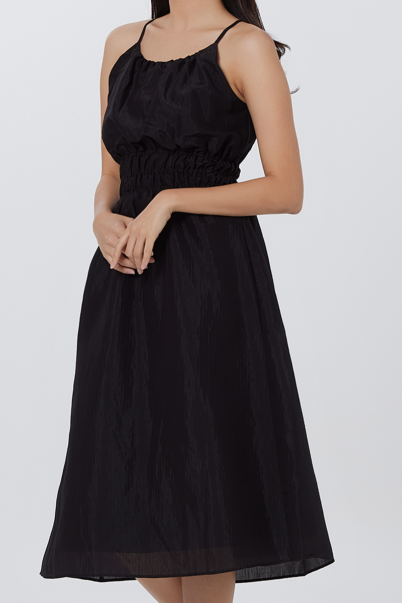 Hannah Ruched Dress in Black