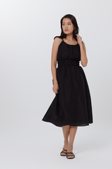 Hannah Ruched Dress in Black