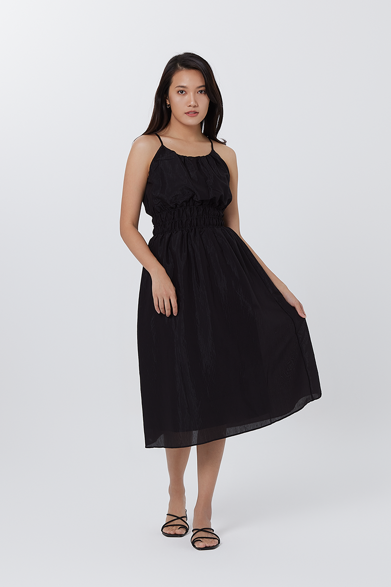 Hannah Ruched Dress in Black