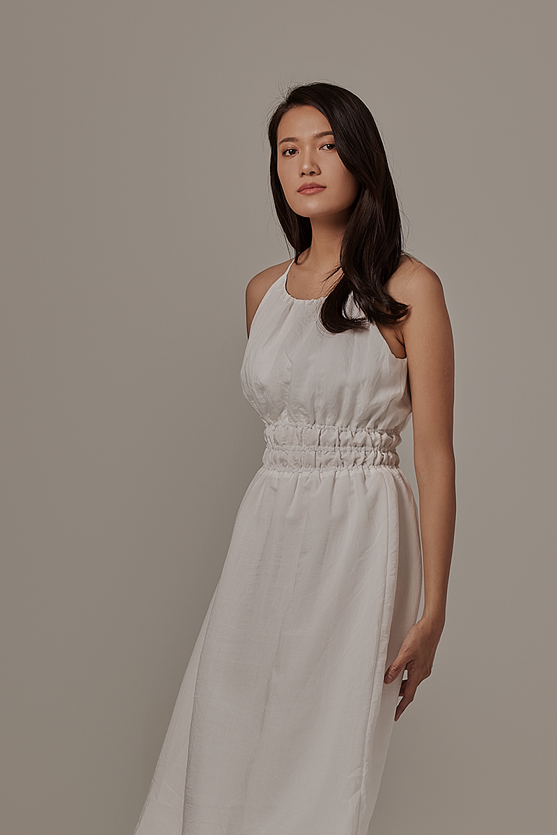 Hannah Ruched Dress in White