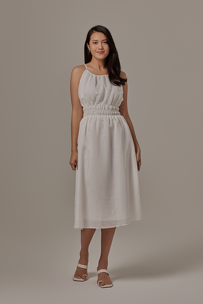 Hannah Ruched Dress in White