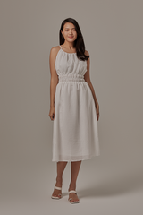Hannah Ruched Dress in White