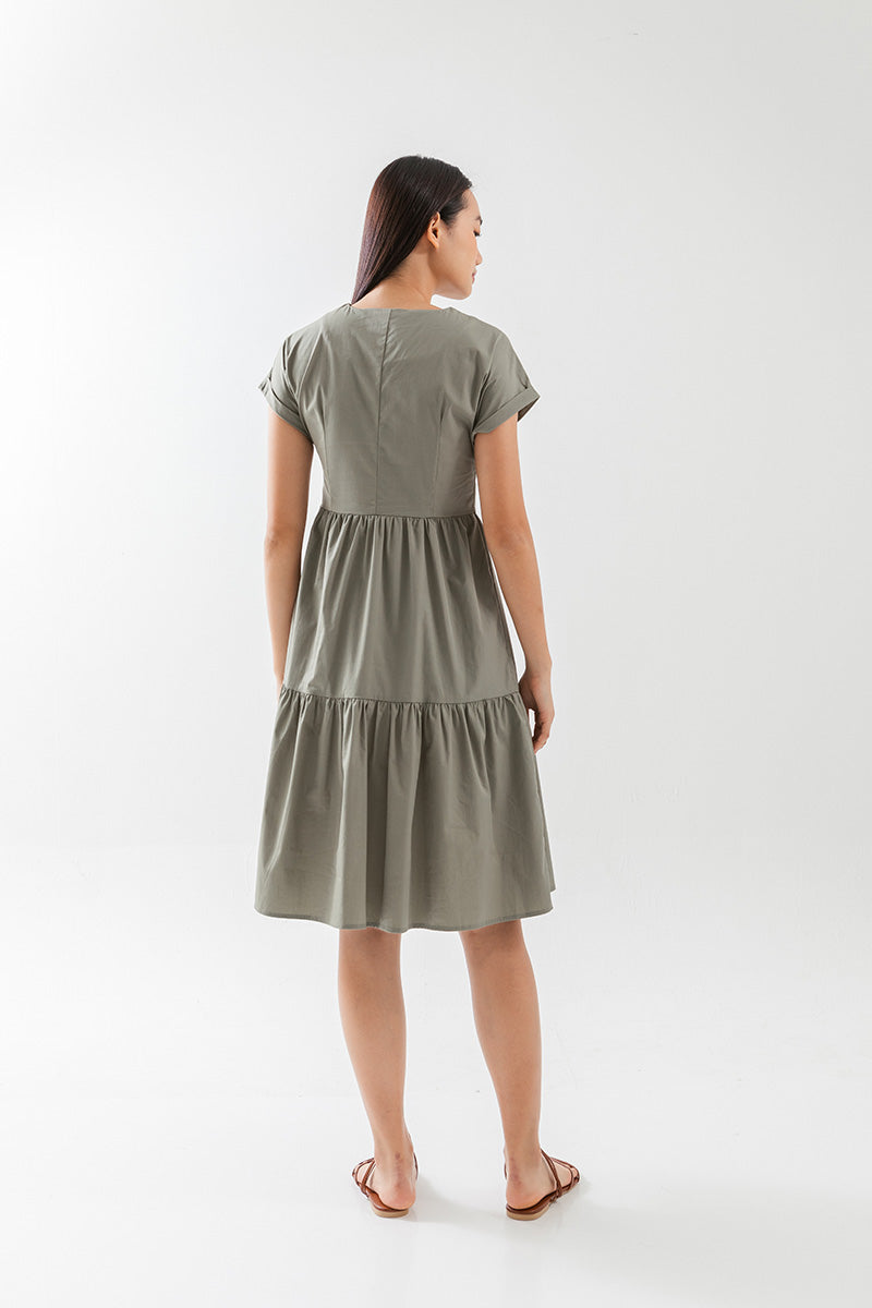 Jolene Tiered Dress in Green