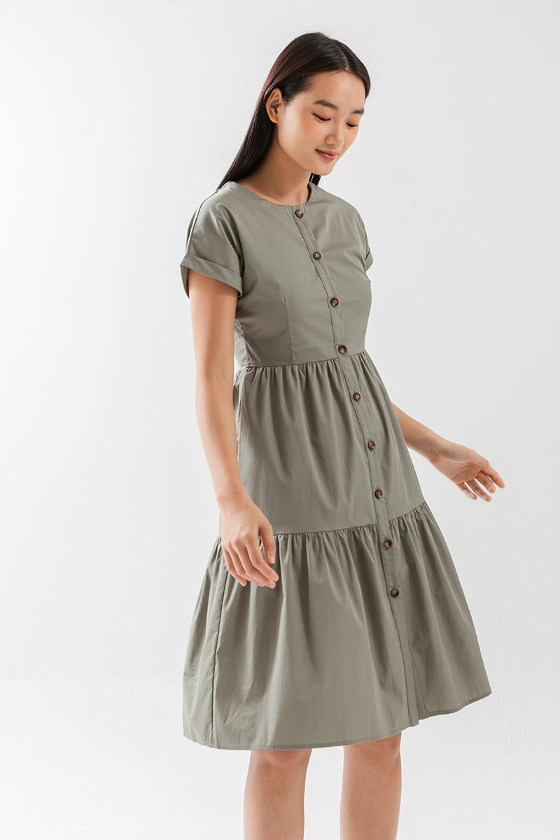 Jolene Tiered Dress in Green