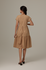 Jolene Tiered Dress in Khaki