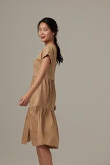 Jolene Tiered Dress in Khaki