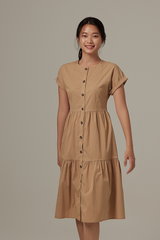 Jolene Tiered Dress in Khaki
