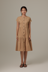 Jolene Tiered Dress in Khaki