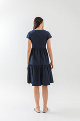 Jolene Tiered Dress in Navy Blue
