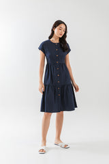 Jolene Tiered Dress in Navy Blue