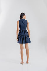 Alisha Tiered Dress in Navy Blue