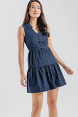 Alisha Tiered Dress in Navy Blue