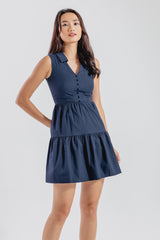 Alisha Tiered Dress in Navy Blue