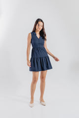 Alisha Tiered Dress in Navy Blue