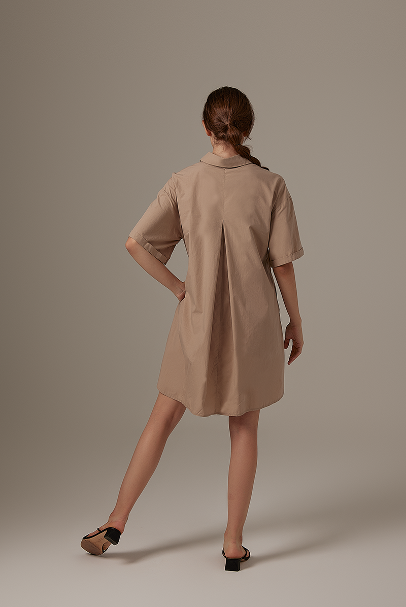 Breanna Shirt Dress in Khaki