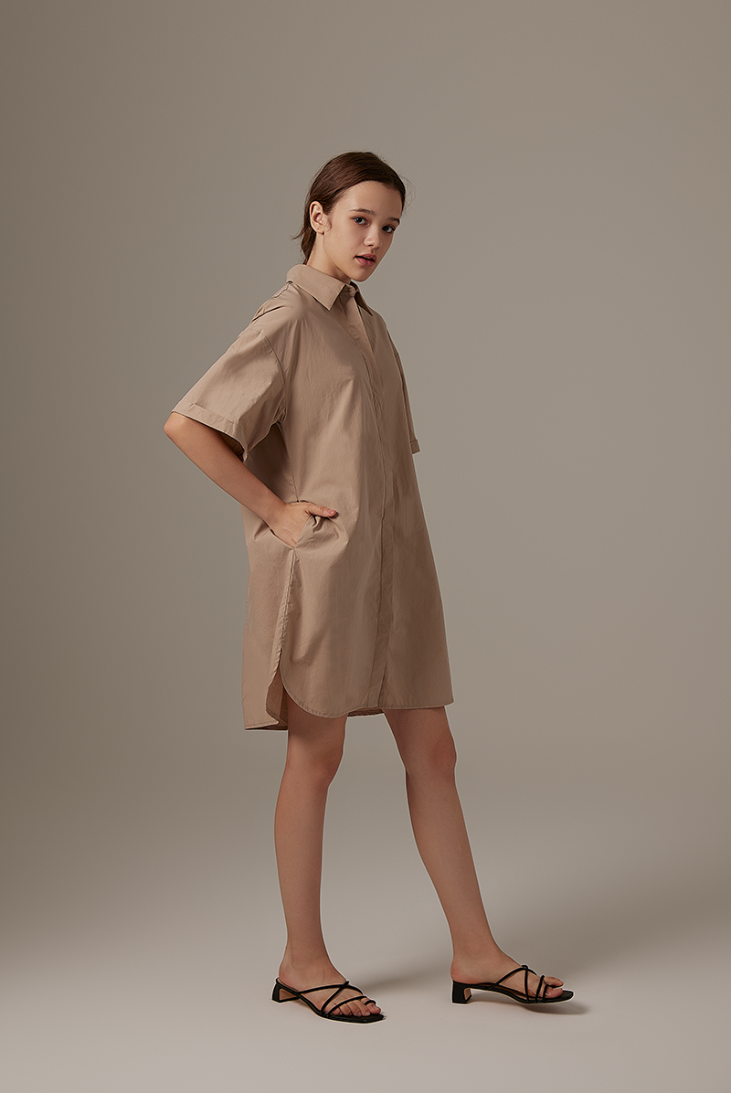 Breanna Shirt Dress in Khaki
