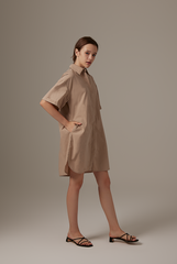 Breanna Shirt Dress in Khaki